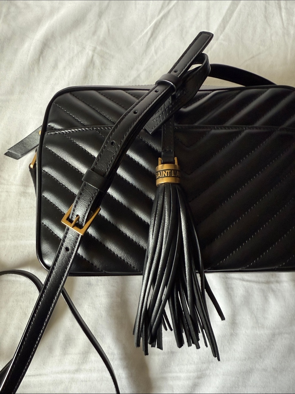 Saint Laurent Black Quilted Lou Camera Bag + Card Holder with Zoomoni organizer - Picture 8 of 15